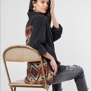 Free People Echo Rock Buttondown Black Size Small